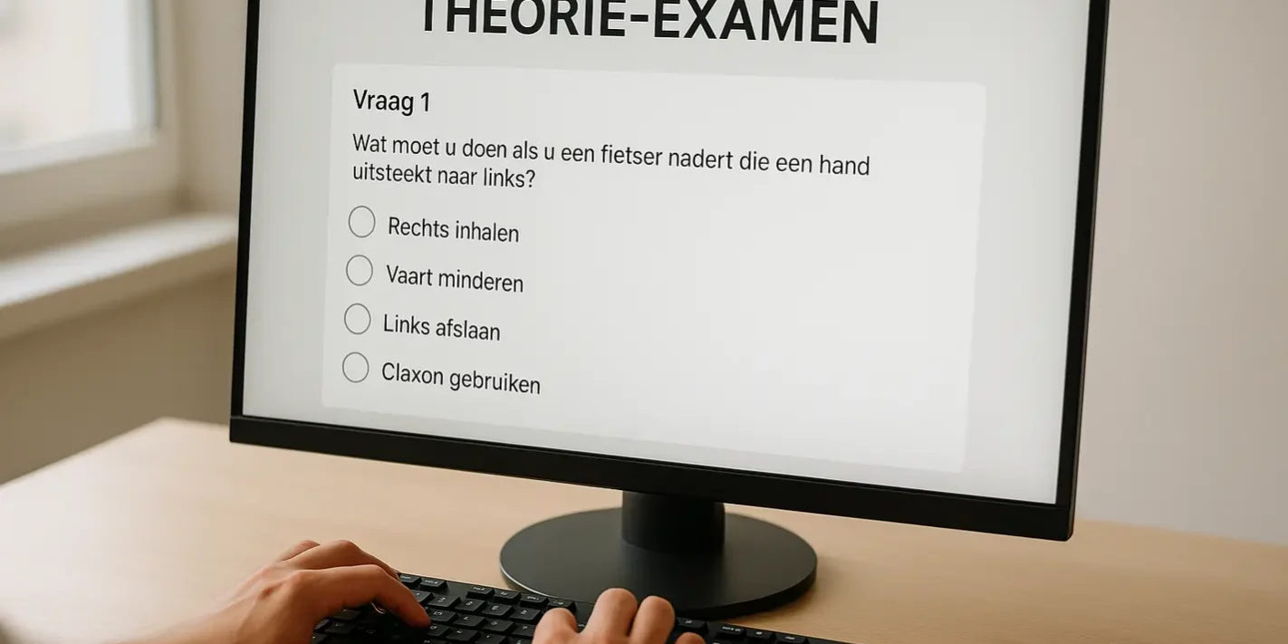 Theorie-examen halen: zo oefen je effectief voor het CBR Kandidaat maakt CBR theorie-examen op computer met meerkeuzevragen