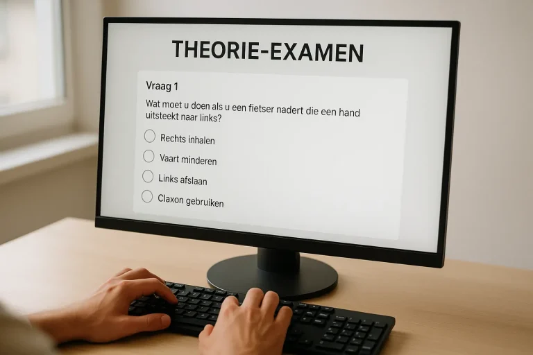 Theorie-examen halen: zo oefen je effectief voor het CBR Kandidaat maakt CBR theorie-examen op computer met meerkeuzevragen